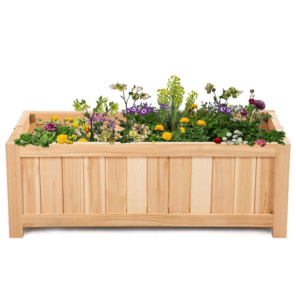 HONEY JOY 27.5 in. L x 12 in. W x 10 in. H Outdoor Wood Planter Raised Garden Bed Elevated Planter Box Kit TOPB005661