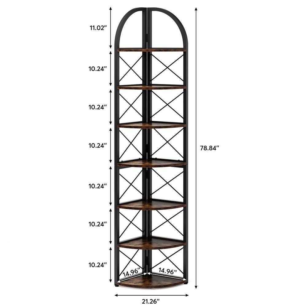 6 Tier/7 Tier Corner Shelf  Tall Corner Bookshelf  Freestanding Display Book Shelf