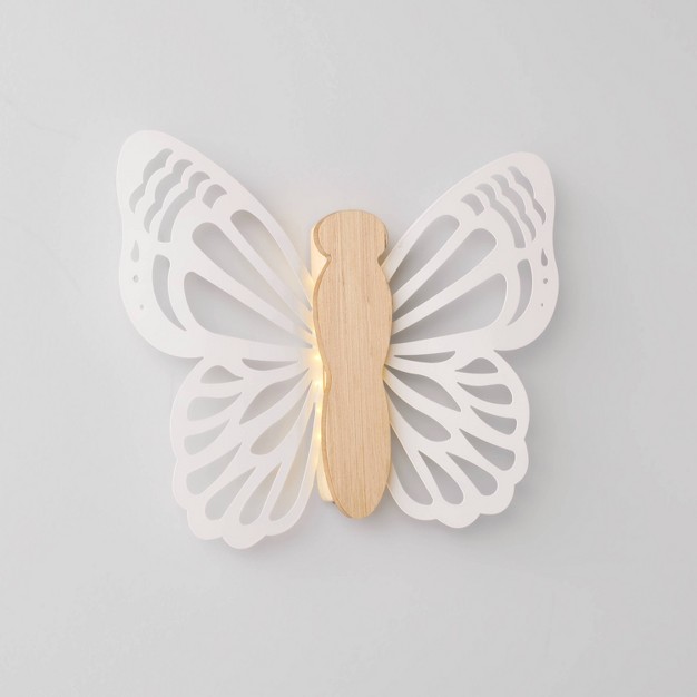 Butterfly Wood Lit Kids x27 Wall Decor Cream