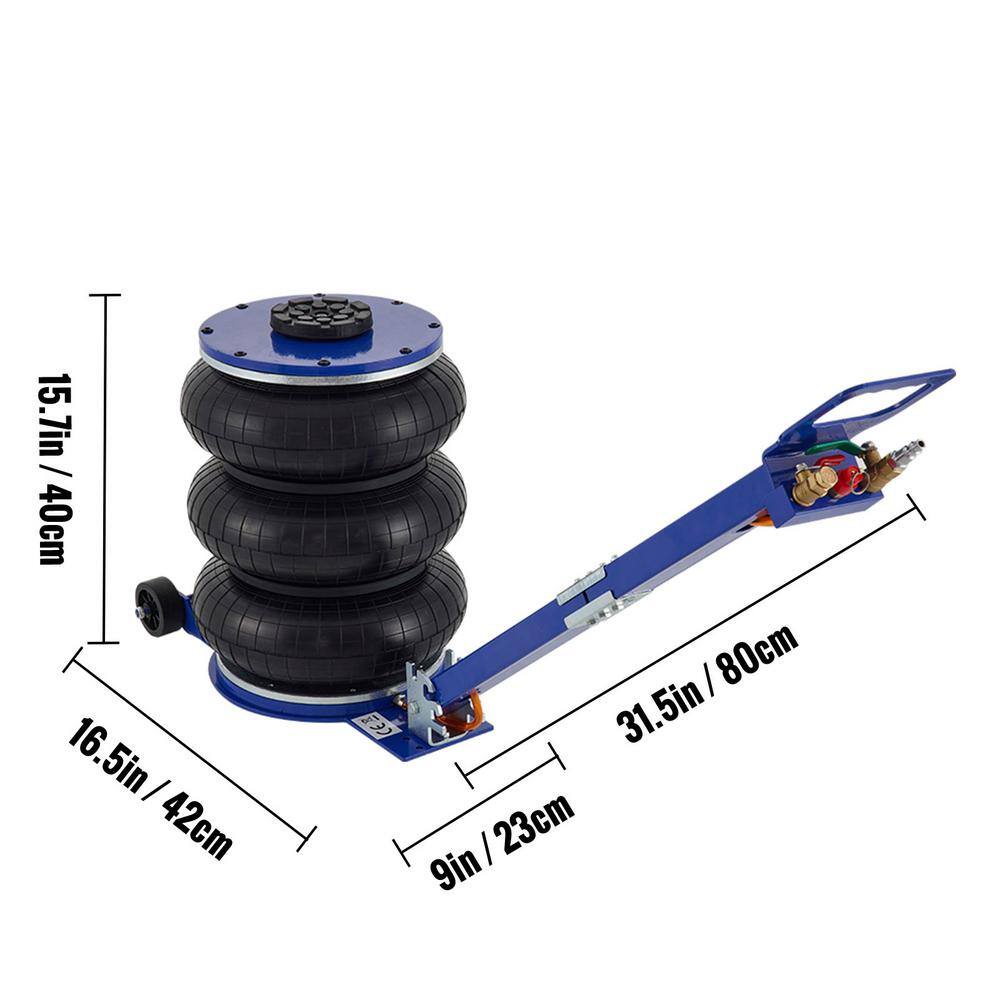 VEVOR Triple Bag Air Jack 11000 lbs. Load Air Bag Jack Fast Lift Up to 15.75 in. 3 to 5S with Adjustable Handle for Cars Blue QNQJD6TLSDDJBS001V0