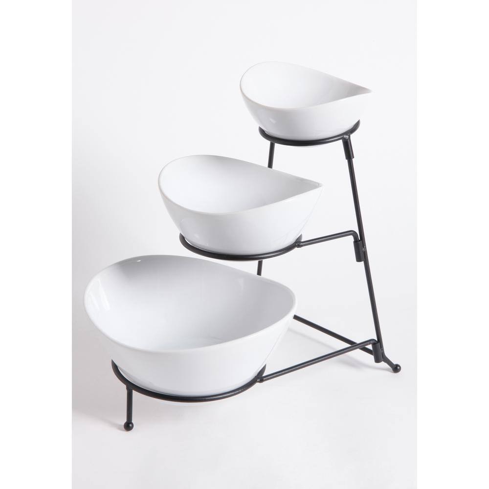 GIBSON ELITE Gracious Dining 4-Piece 3-Tier White Serving Bowl Set with Stand 101991.04RM