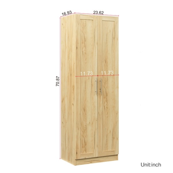 High wardrobe and kitchen cabinet with 2 doors and 3 partitions to separate 4 storage spaces - - 37010601