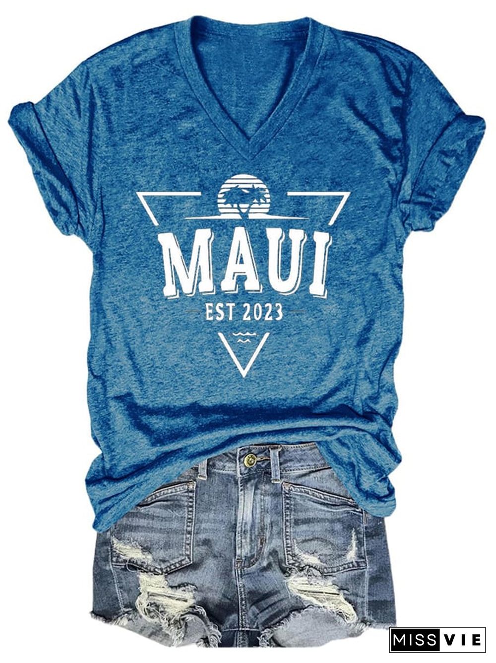 Women's Casual Maui Est 203 Print Short Sleeve T-Shirt