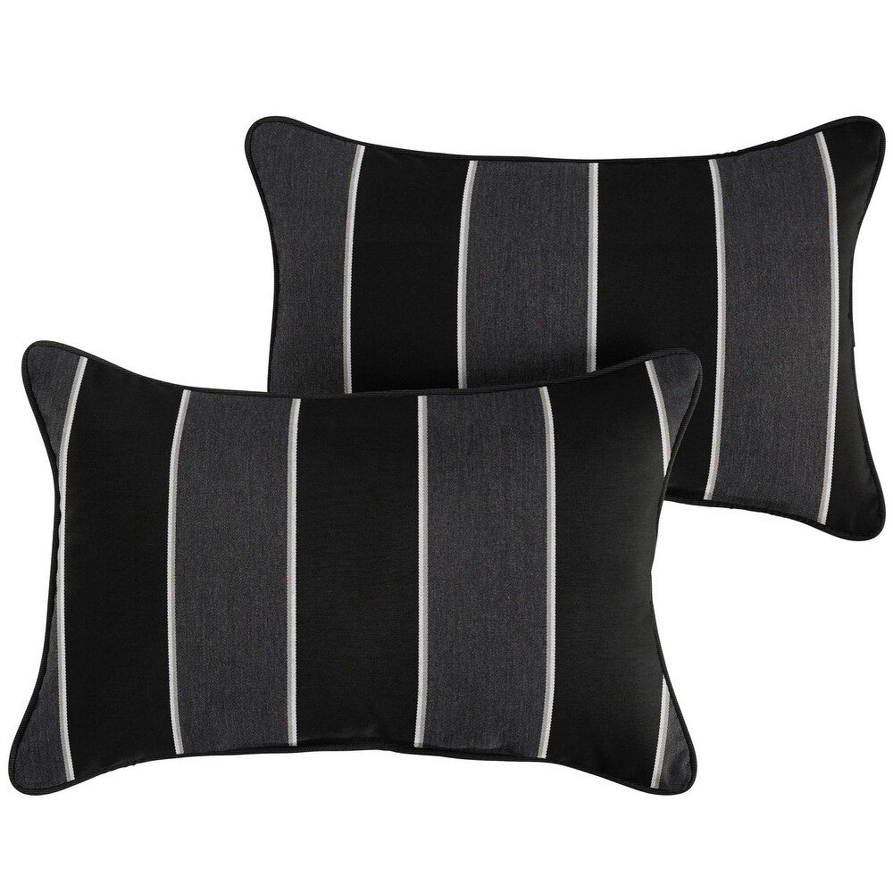 Sunbrella Peyton Granite/ Canvas Black Indoor/ Outdoor Pillow Set