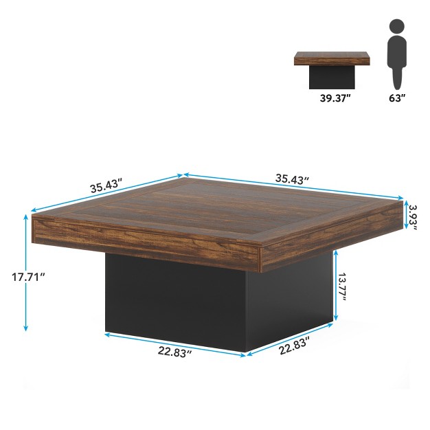 Tribesigns Farmhouse Square Led Table Engineered Wood Coffee Table