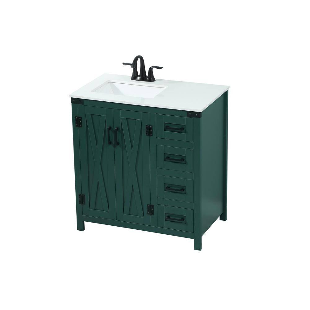 Timeless Home 19 in. W x 32 in. D x 34 in. H Bath Vanity in Green with Ivory White Quartz Top TH180464MGN