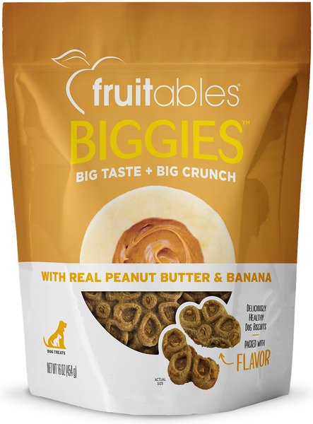 Fruitables Biggies With Real Peanut Butter and Banana Dog Treats， 16-oz bag