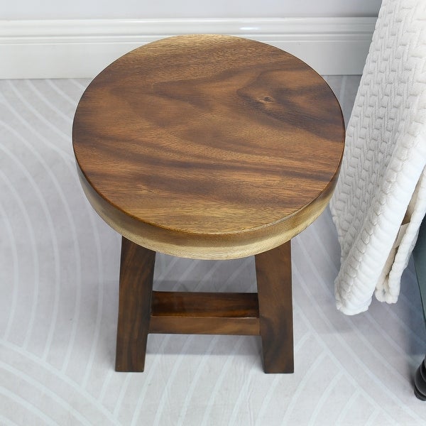 Wood Small Round Stool Side Table - 14