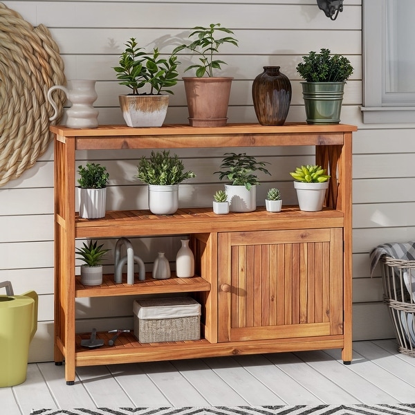 Moasis Outdoor Side Table Sideboard Acacia Wood Storage Cabinet