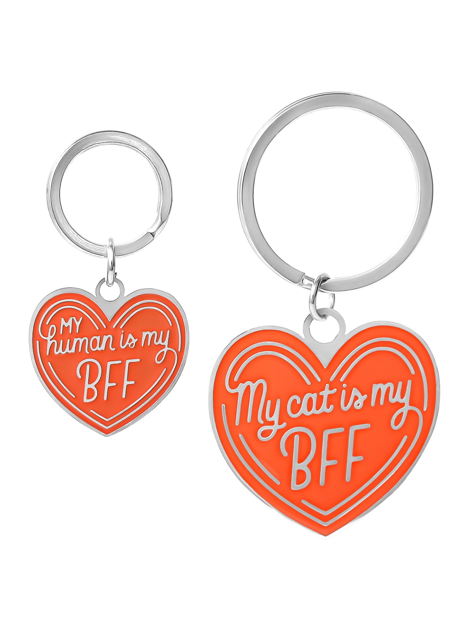 Connections from Hallmark Stainless Steel Cat BFF Tag and Keychain Set