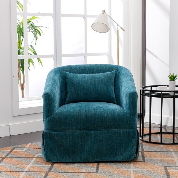 360-degree Swivel Accent Armchair Linen Blend Lounge Chairs Living Room Accent Chair Metal Frame Barrel Sofa Chair， for Bedroom