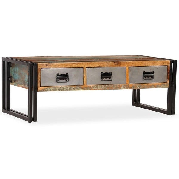 vidaXL Coffee Table with 3 Drawers Solid Reclaimed Wood 39.4