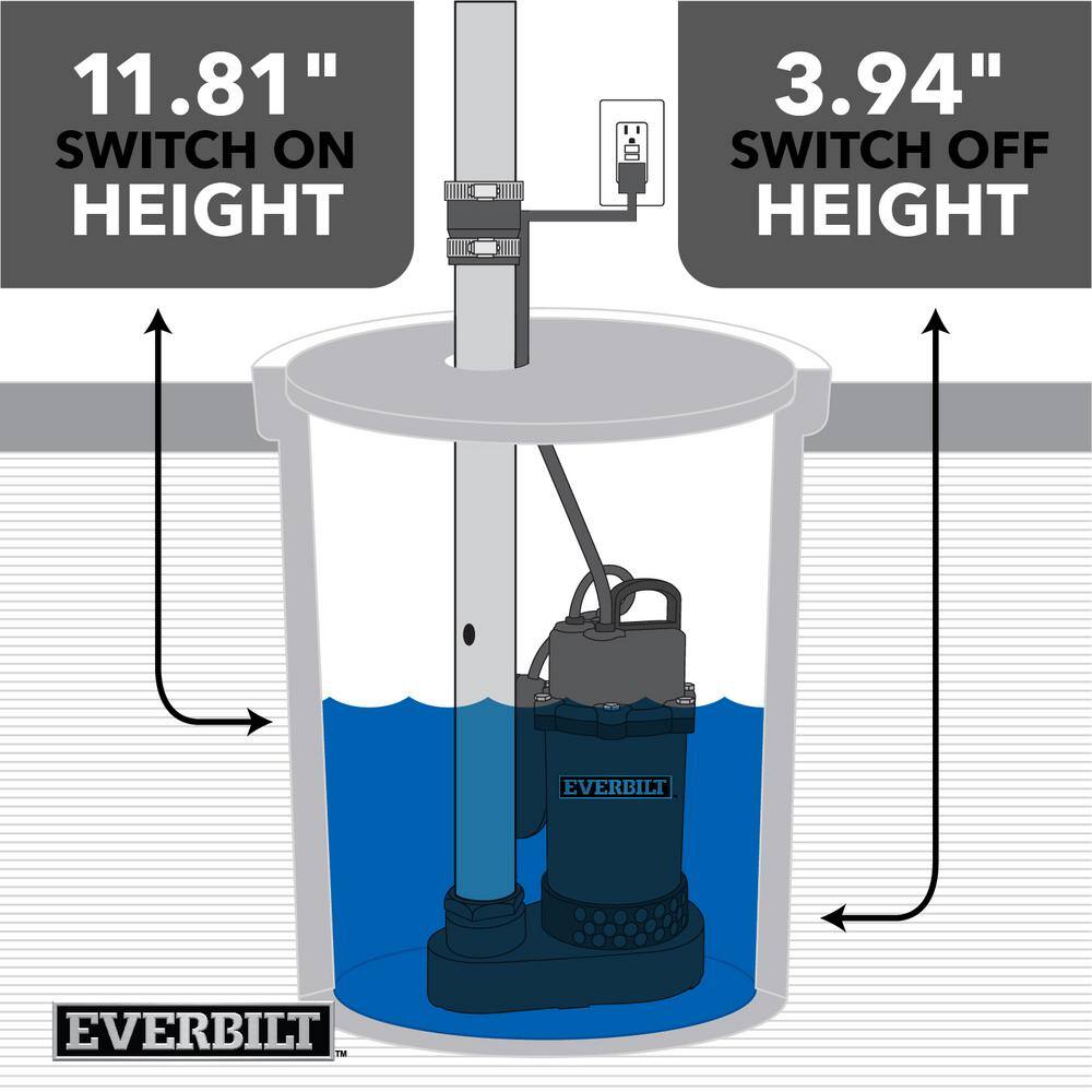 Everbilt 13 HP Aluminum Sump Pump Tether Switch HDSP33W