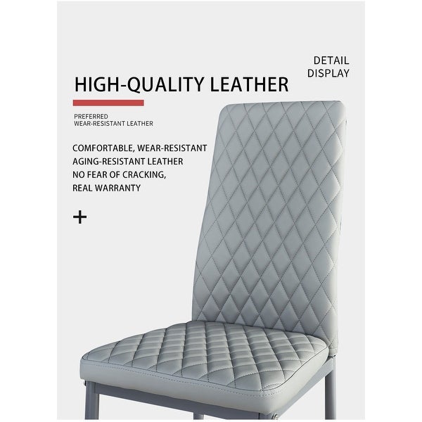 Dining Chair Leather Diamond Grid Pattern Home Conference Chair Set Of 4 - 20.47*15.75 *37.8INCH