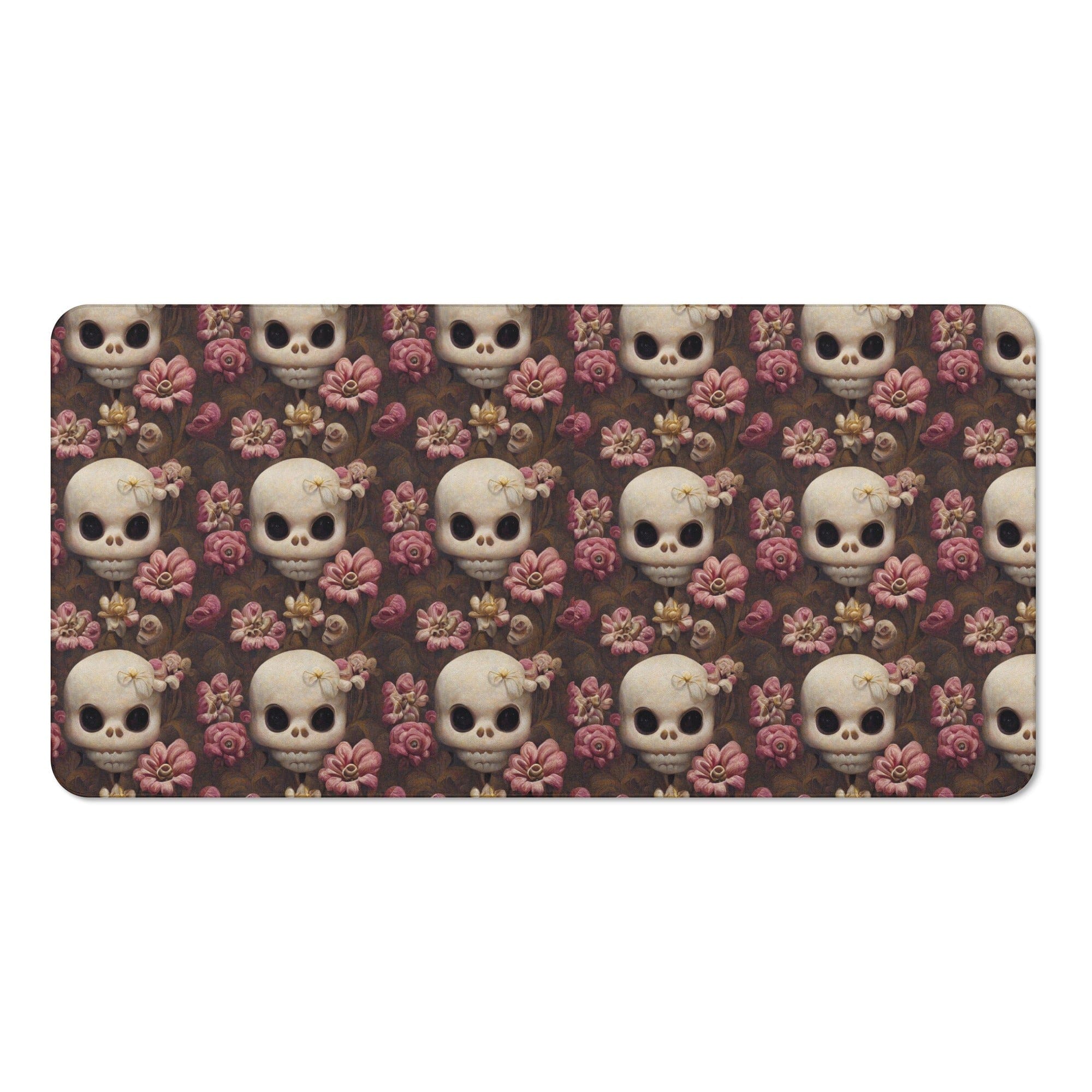 Skulls Pink Flowers Bath Towel