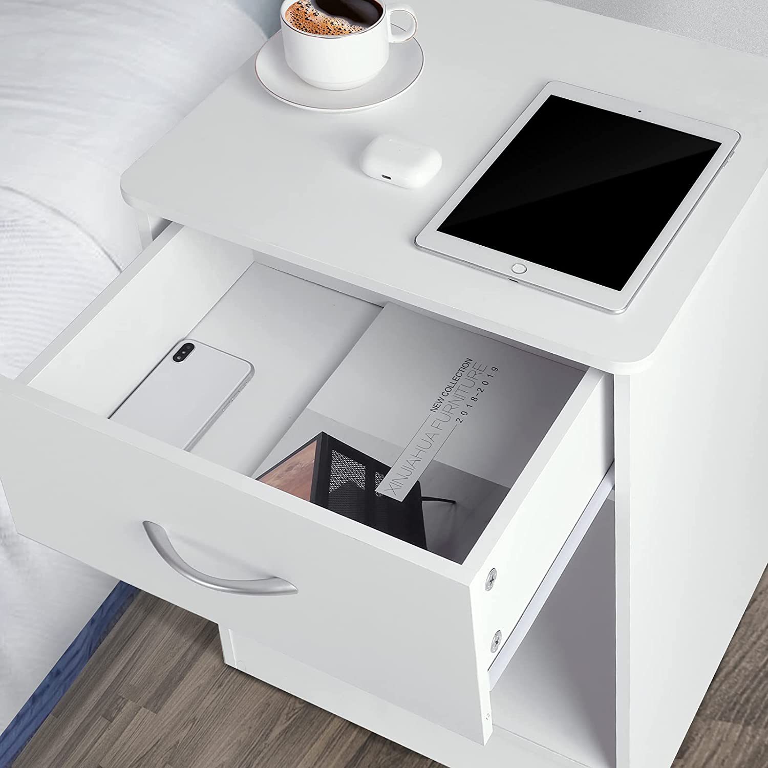 Nightstand with Drawer Bedside Table File Cabinet Storage with Sliding Drawer and Shelf