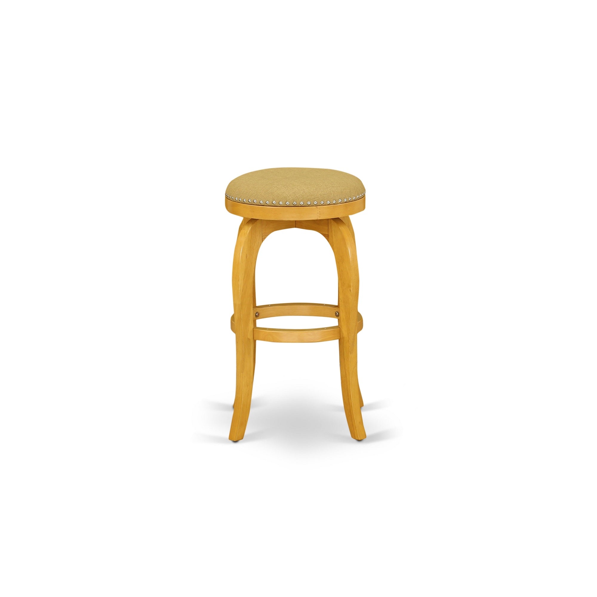 BFS030-416 Bedford Swivel Backless Barstool 30'' Seat Height With Oak Leg And Pu Leather Vegas Gold