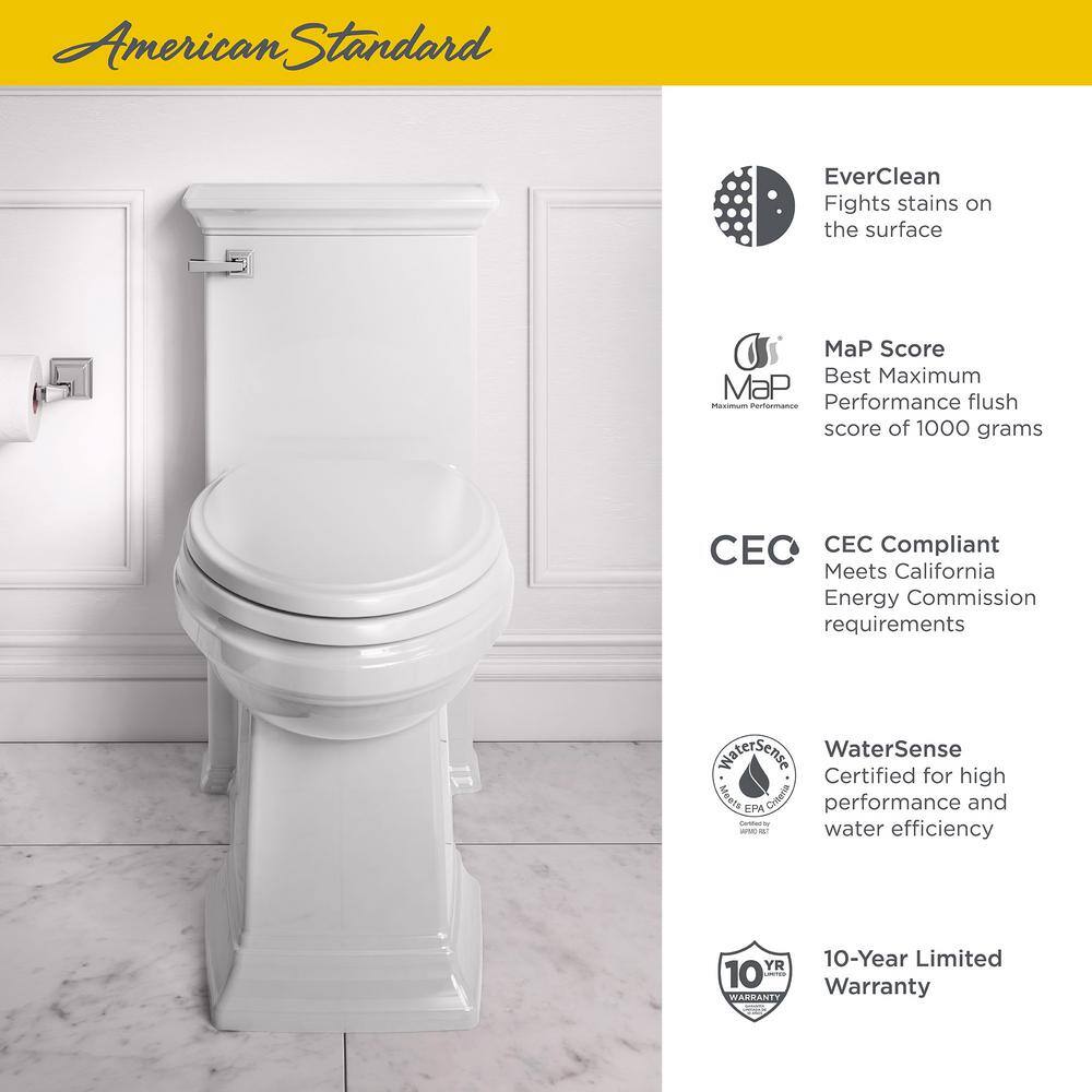 American Standard Town Square S 1-Piece 1.28 GPF Single Flush Elongated Toilet in Linen Seat Included 2851A104.222