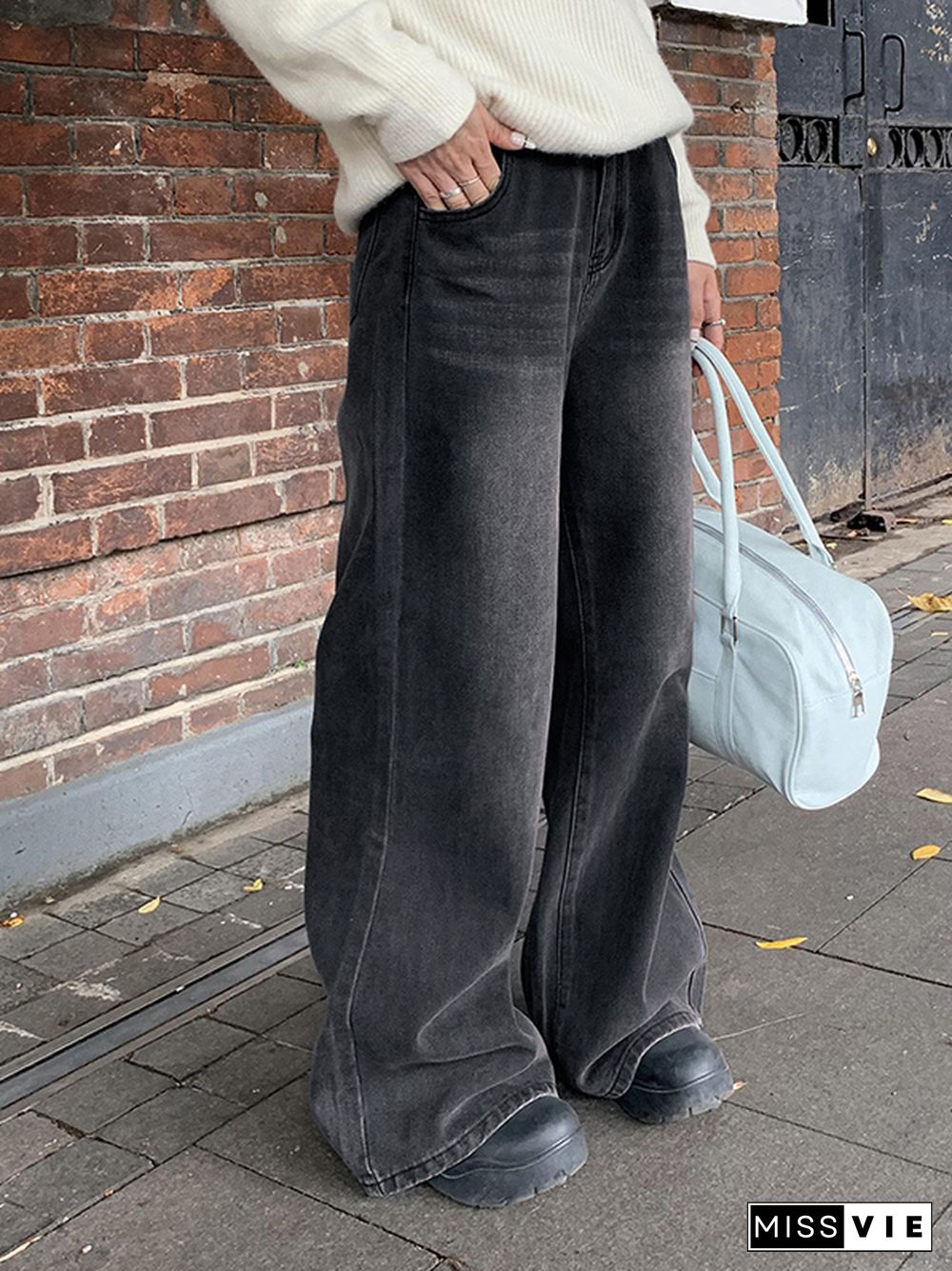 Vintage Black Wash Distressed Boyfriend Jeans