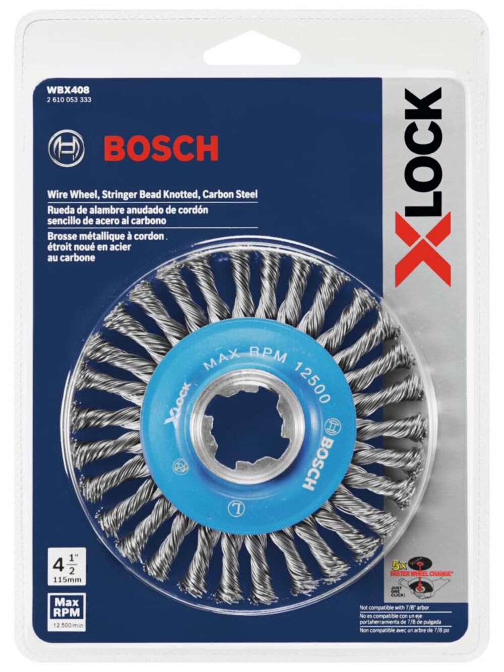 Bosch 4-1/2 In. Wheel Dia. X-LOCK Arbor Carbon Steel Stringer Bead Knotted Wire Wheel WBX408 from Bosch