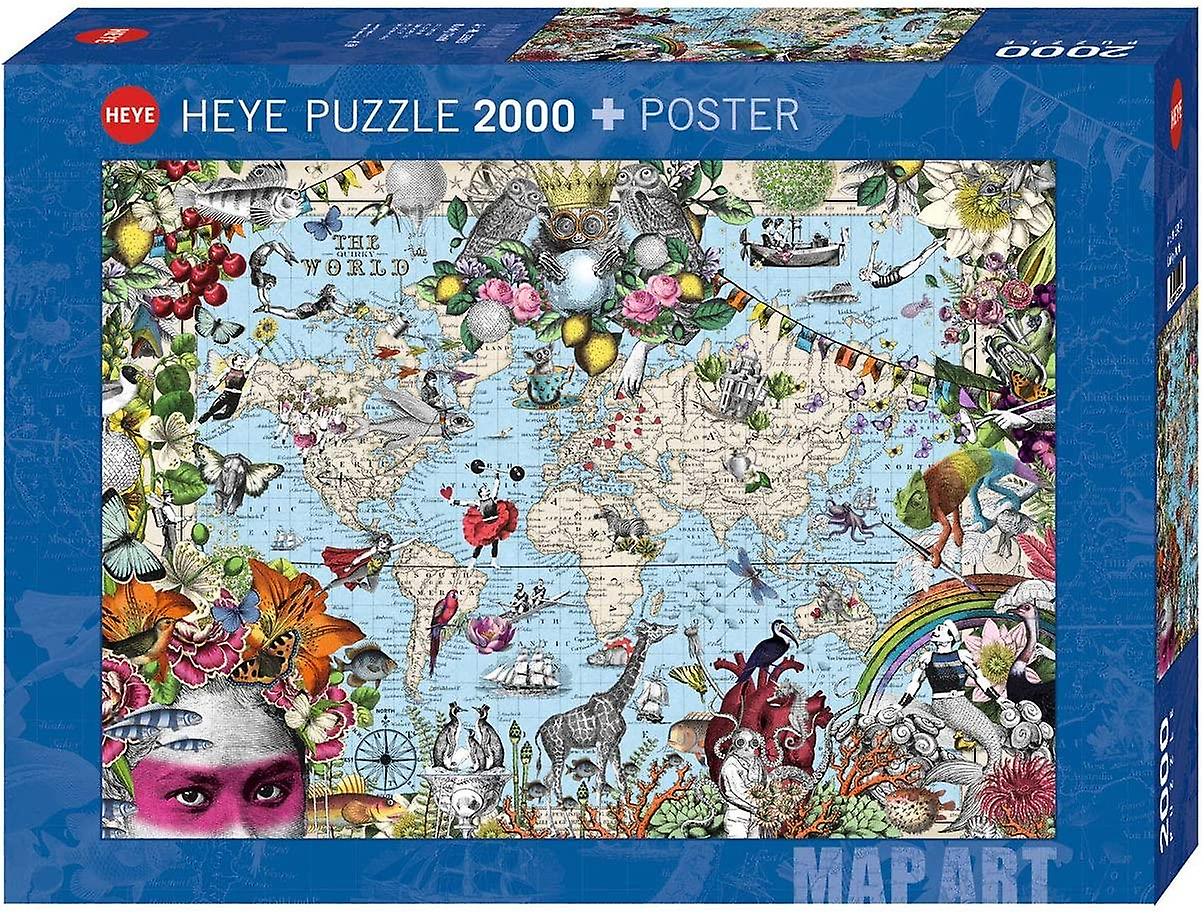 Heye Quirky World Map Art Jigsaw Puzzle (2000 Pieces)