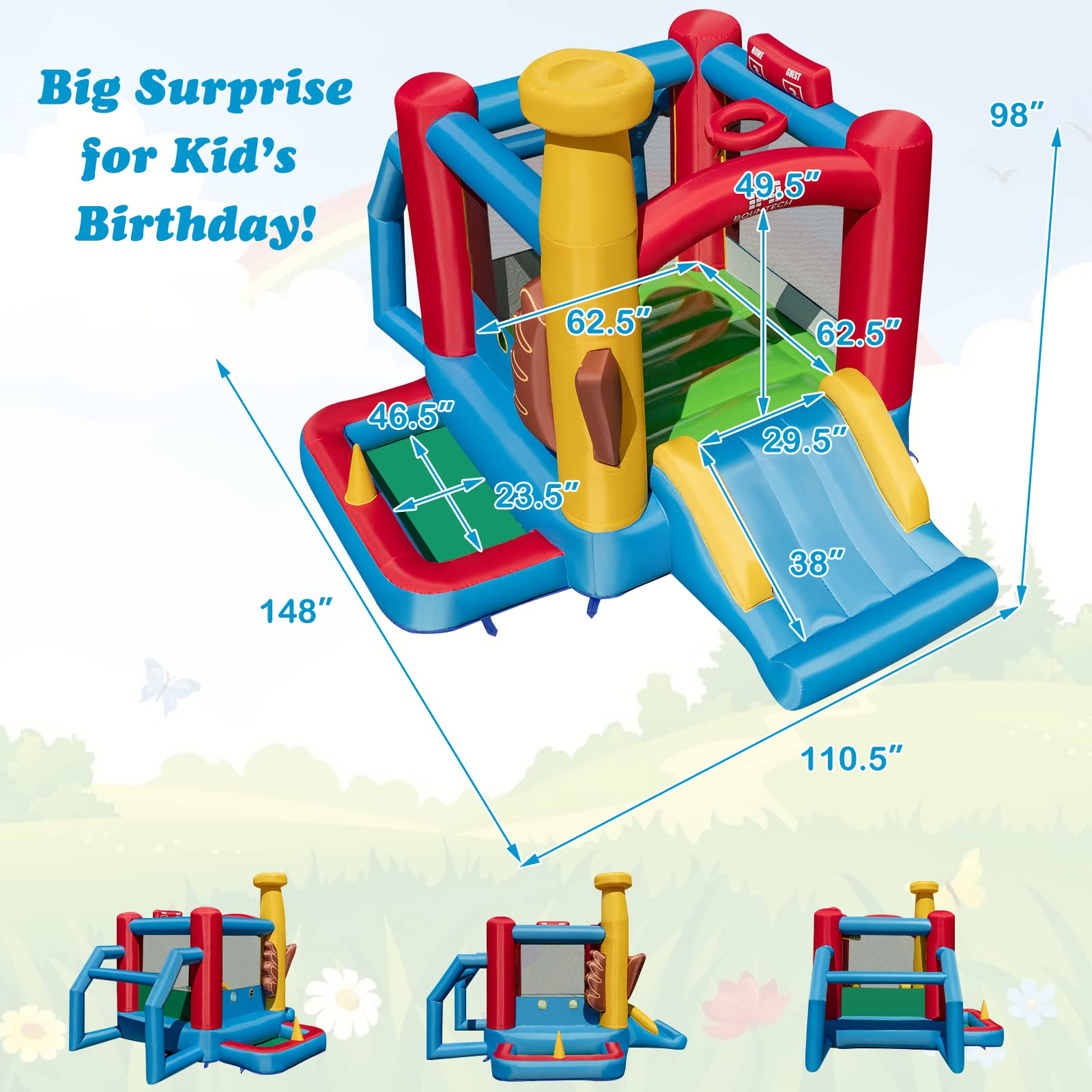 BOUNTECH Inflatable Bounce House, Bouncy House for Kids Indoor Outdoor Party with Jumping Area