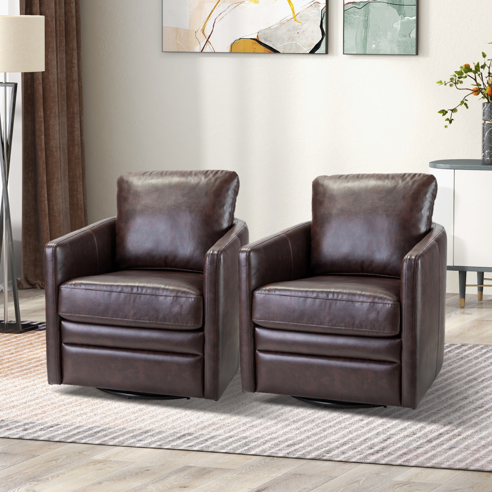 Leather 27.8 quotAccent Chair  Set of 2   Contemporary   Armchairs And Accent Chairs   by Karat Home  Houzz