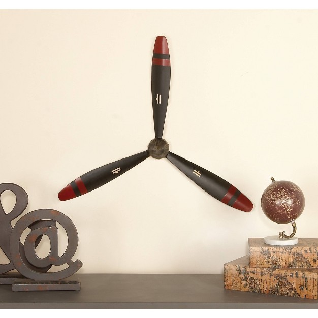 X 22 quot Metal Airplane Propeller 3 Blade Wall Decor With Aviation Detailing Black Olivia amp May