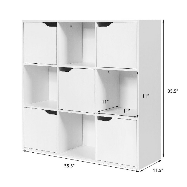 Costway 9 Cube Bookcase Cabinet Wood Bookcase Storage Shelves Room Divider Organization