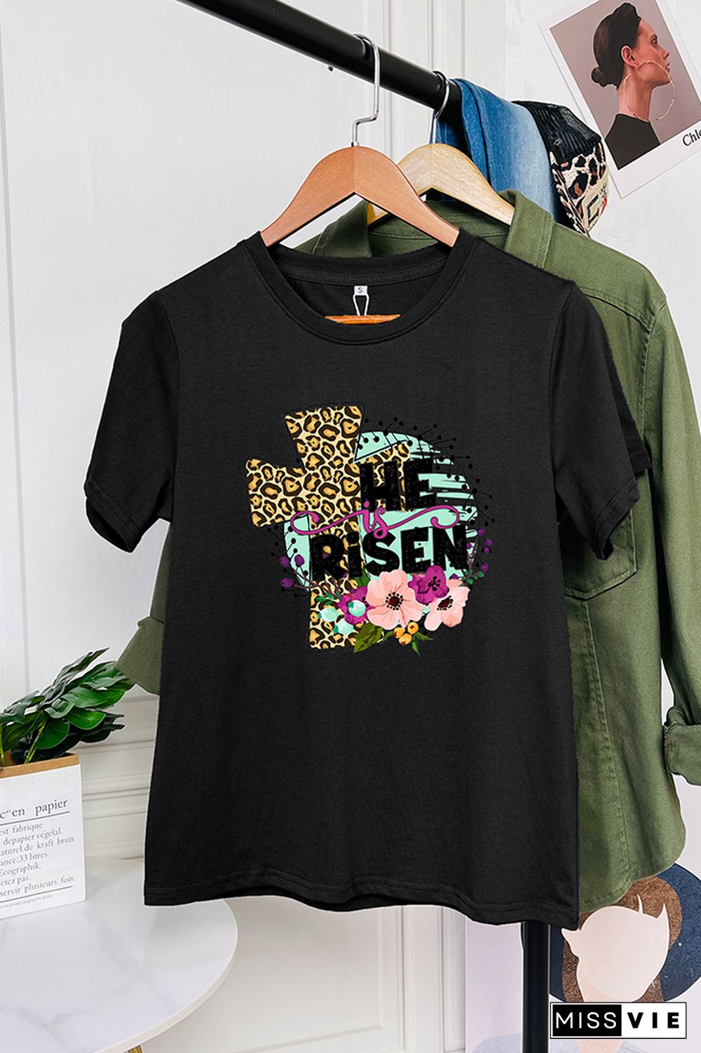 He Is Risen Easter Short Sleeve Graphic Tee Wholesale