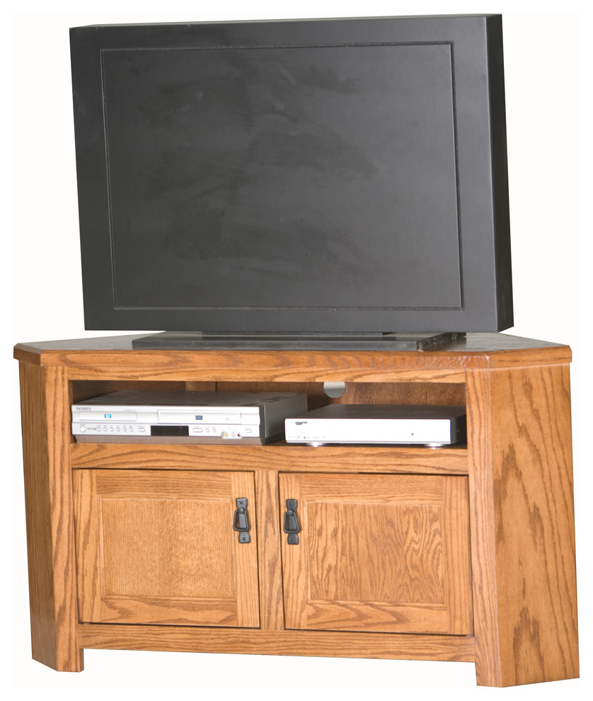 Corner 50 quotMission Corner Entertainment Console   Transitional   Entertainment Centers And Tv Stands   by Eagle Furniture  Houzz