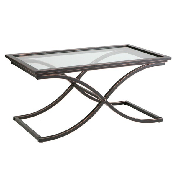 Vogue Cocktail Table， Metal and Glass， Black