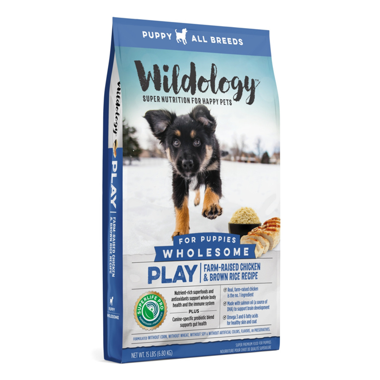 Wildology PLAY Farm-Raised Chicken and Brown Rice Puppy Food - 15