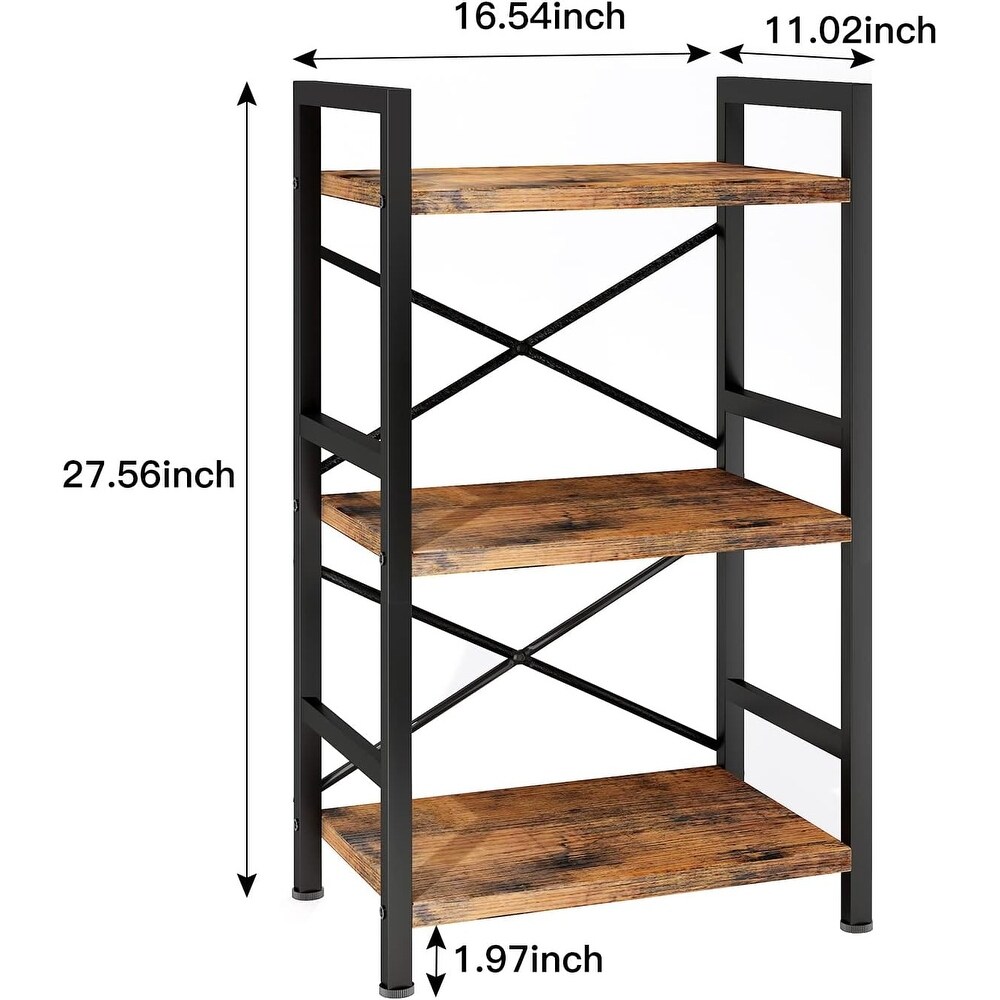 3 Tier Metal Industrial Small Bookcase