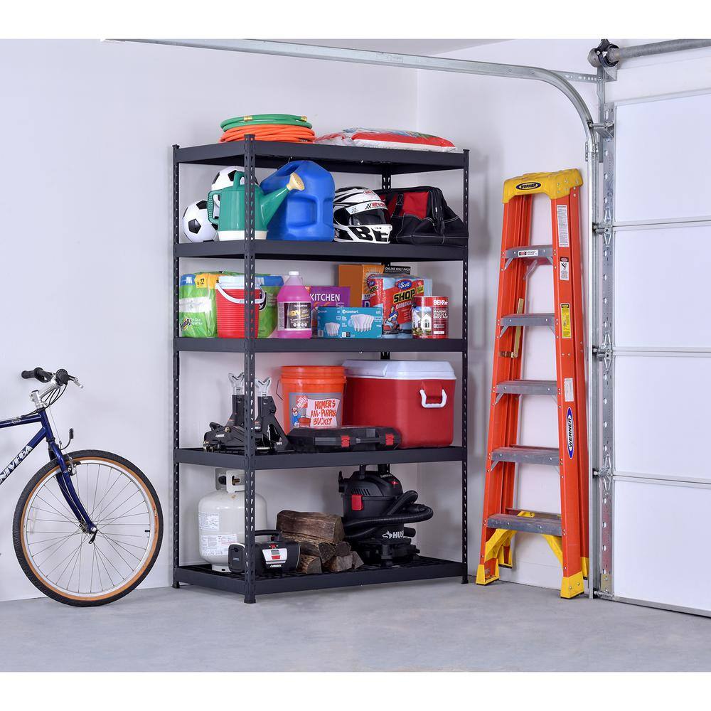 Husky 5-Tier Heavy Duty Boltless Steel Garage Storage Shelving Unit in Black (48 in. W x 78 in. H x 24 in. D) N2R482478W5B