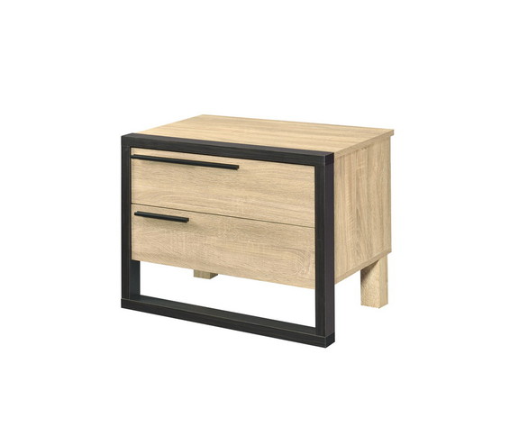 ACME Erasto Accent Table  Oak   Black Finish 97962