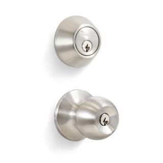 Premier Lock Stainless Steel Entry Door Knob Combo Lock Set with Deadbolt and 6 Keys ED03