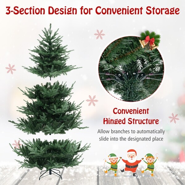 PreLit Artificial Hinged Xmas Tree with PVC and PE Branch Tips for Holiday Decor