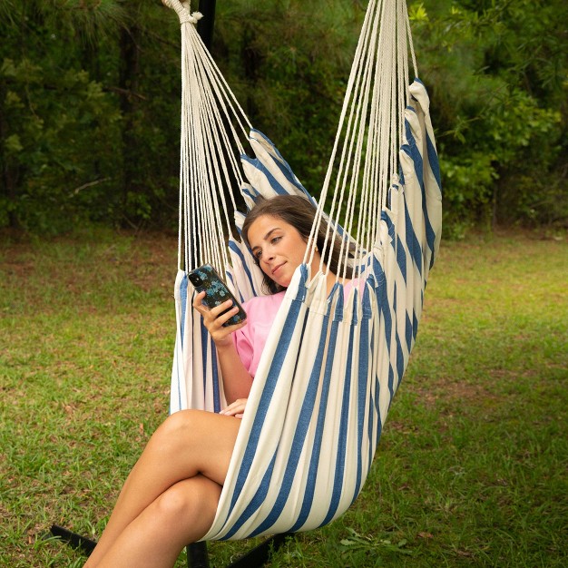 Pillowtop Chair Swing With Spreader Bar Heathered Blue