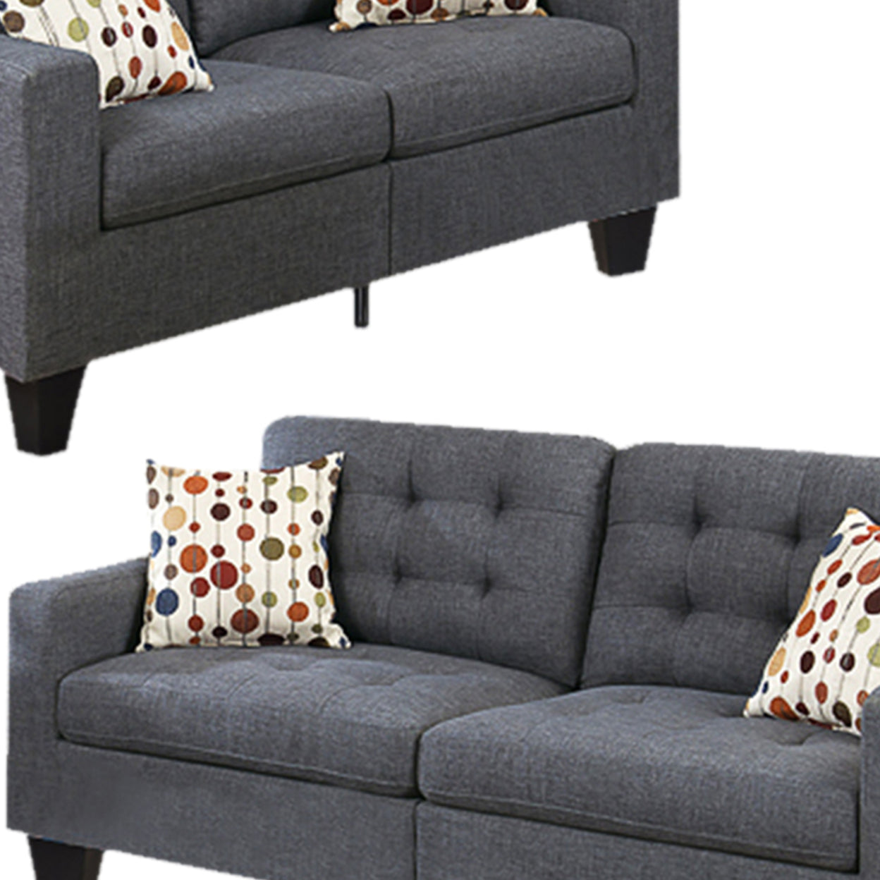 Bobkona Windsor Linen-Like Polyfabric 2-Piece Sofa and Loveseat Set