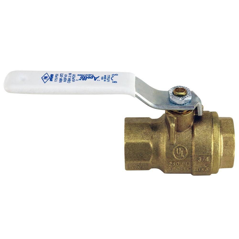 Apollo 34 in. x 34 in. Forged Brass FIP x FIP Full Port Threaded Ball Valve 77FLF10401