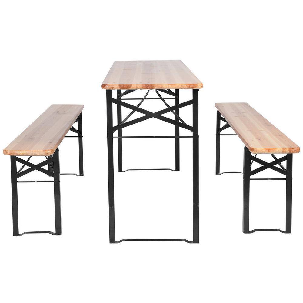 Costway Black Wood Picnic Table with Extension OP2837