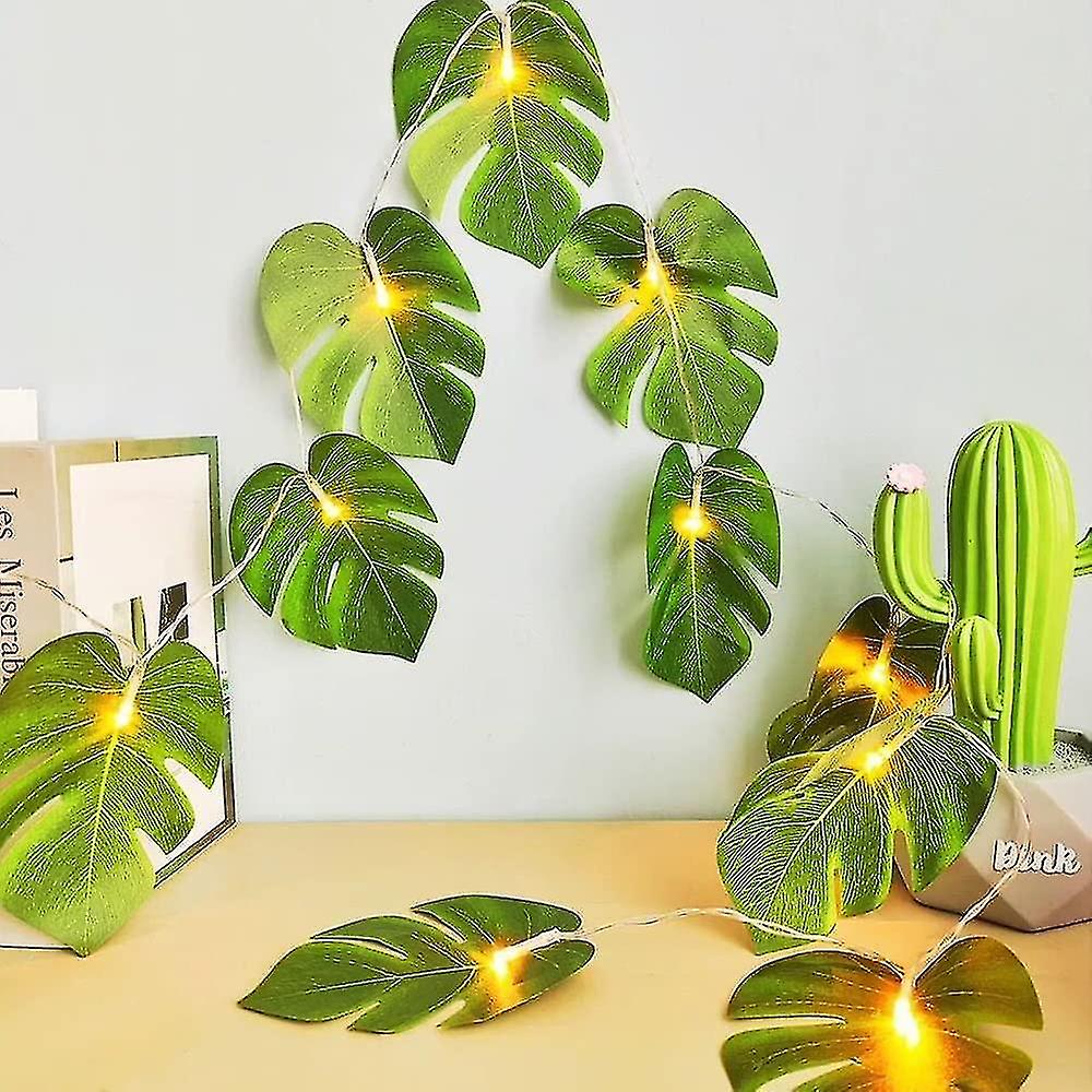 20 Led Monstera Leaf String Lights，artificial Tropical Palm Leaves Wall Hanging Vine With Lights，sum