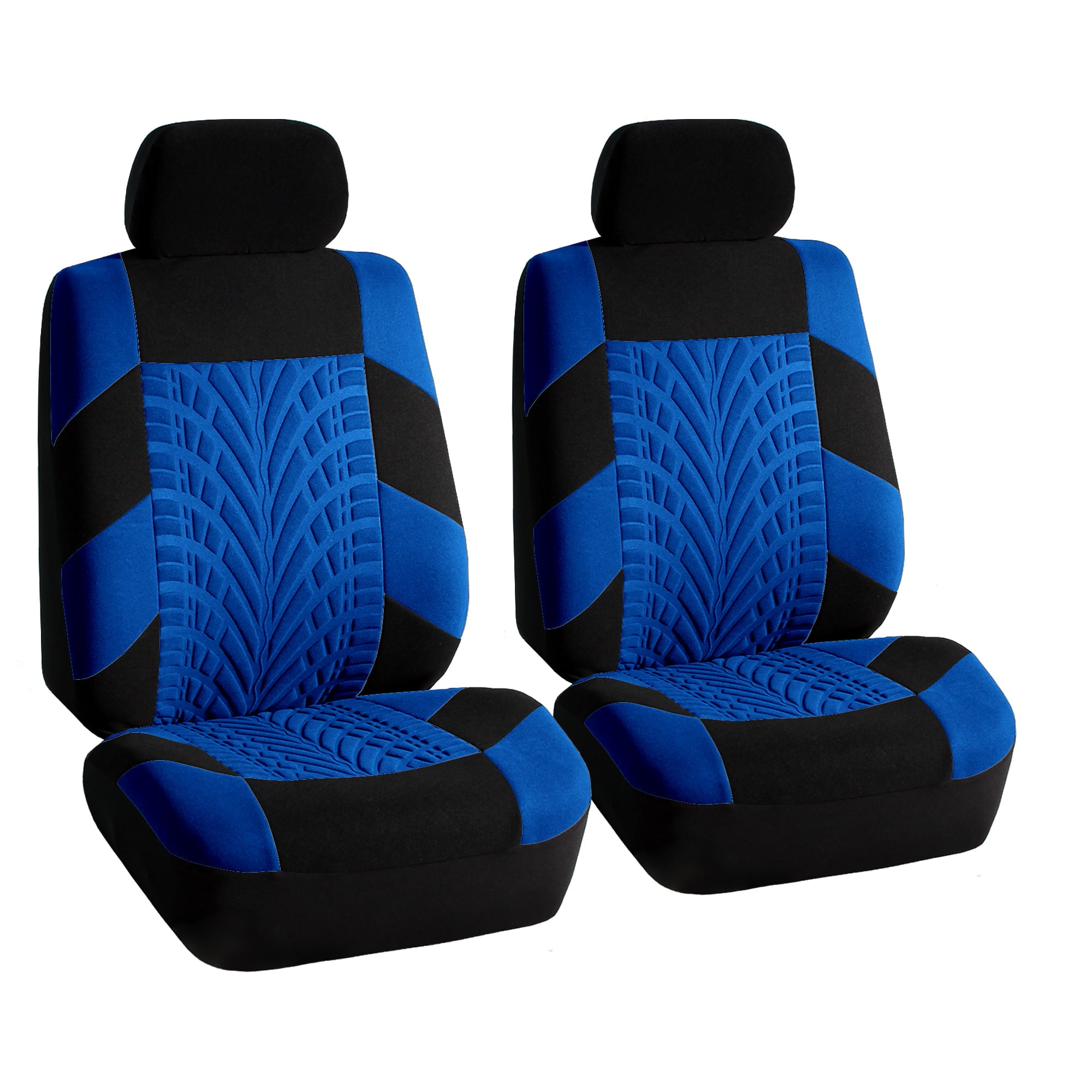 FH Group FH Travel Master Car Seat Covers for Auto Complete Seat Covers Set with 4PCS with Black Floor Mats Blue Black