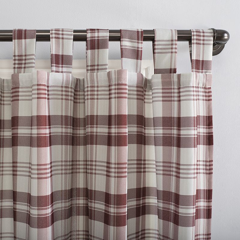 No. 918 Blair Farmhouse Plaid Semi-Sheer Tab Top Window Curtain