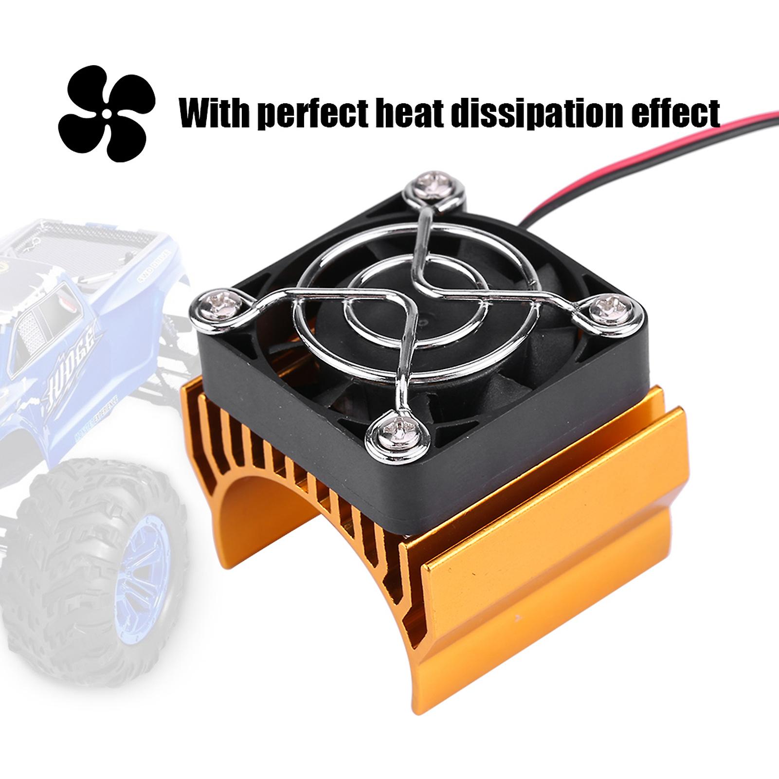 Heat Sink With Cooling Fan For 1/10 Scale Electric Rc Car 540 / 550 / 3650 Motor (gold)