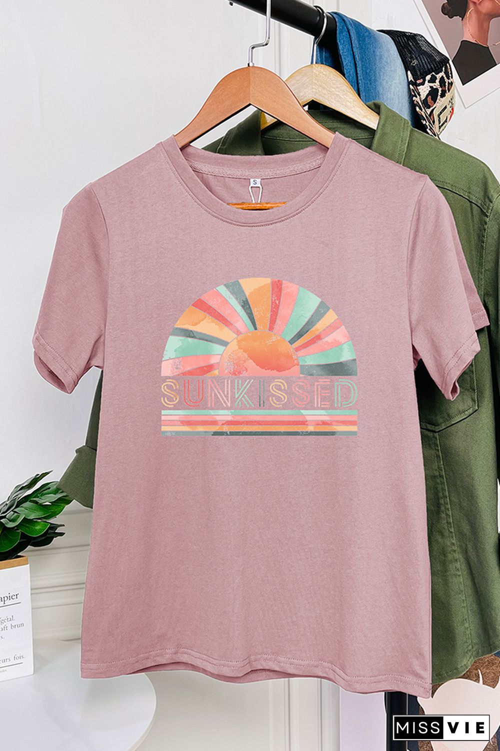 Rainbow Sunkissed Sleeve Graphic Tee Wholesale