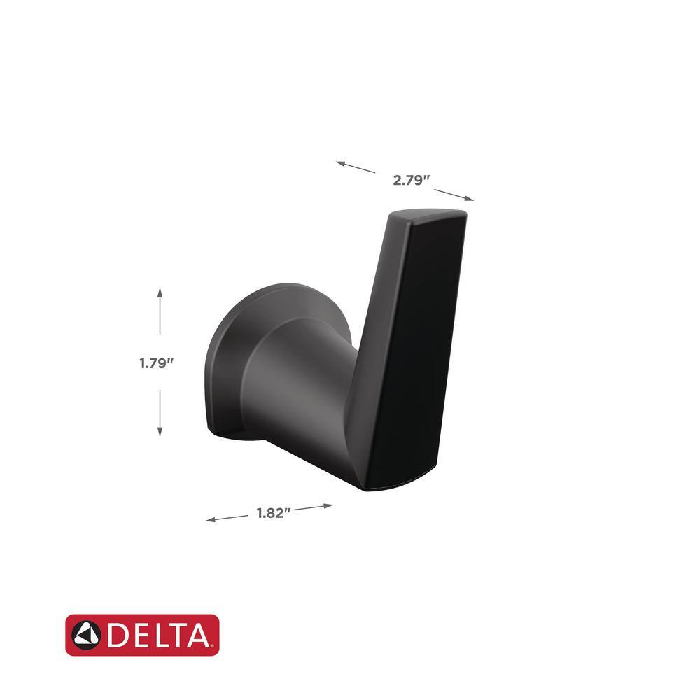 Delta Galeon Single Knob Robe Hook in Matte Black 77235-BL