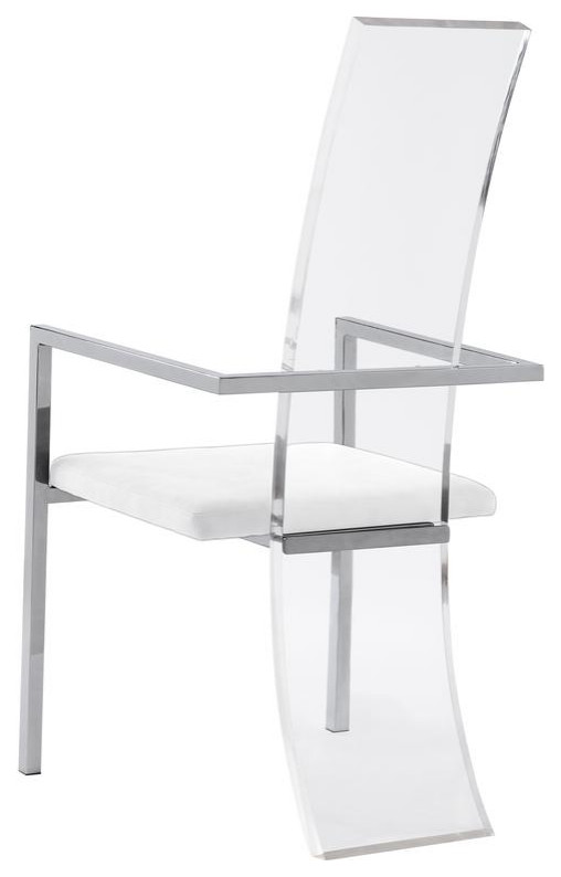 Acrylic High Back Arm Chair   Set Of 2  White   Contemporary   Dining Chairs   by GwG Outlet  Houzz