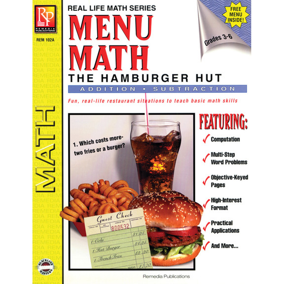 Remedia Publications REM102A Menu Math Hamburger H...